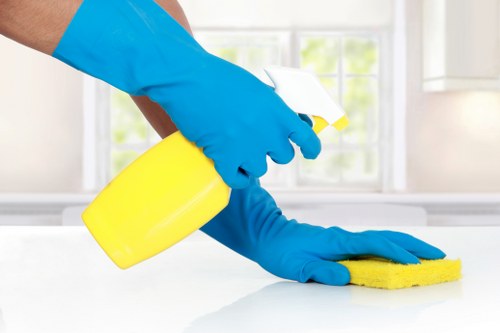 Carpet cleaners leaving a tidy, safe workspace after completing the job